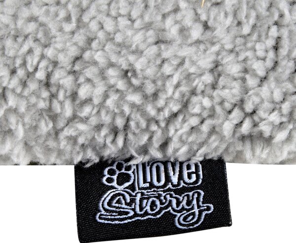 Črna podloga za pse iz sherpa flisa 50x80 cm – Love Story