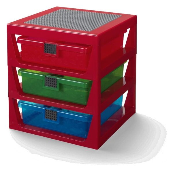 Rdeč organizator s 3 predali za shranjevanje LEGO®