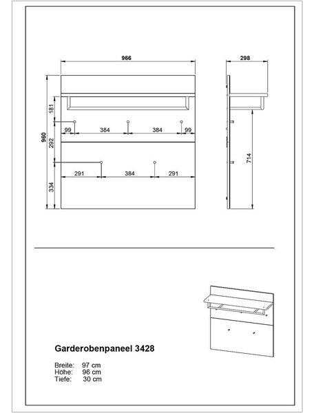 Siv garderobni panel Genova – Germania