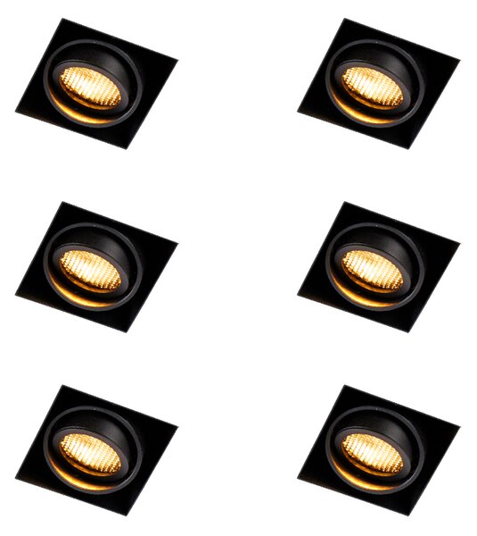 Komplet 6 vgradnih reflektorjev črne barve, nastavljivi brez okvirja - Oneon Honey