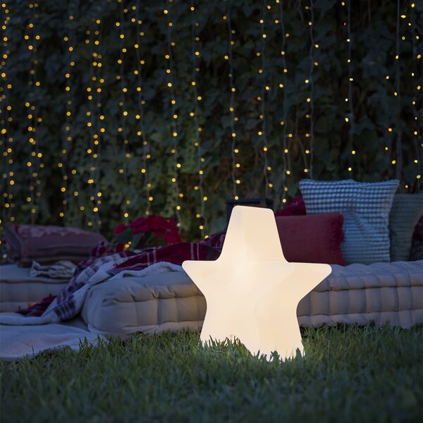 Božična stoječa svetilka bela 45 cm, vključno s polnilno sončno RGBW LED - Nova