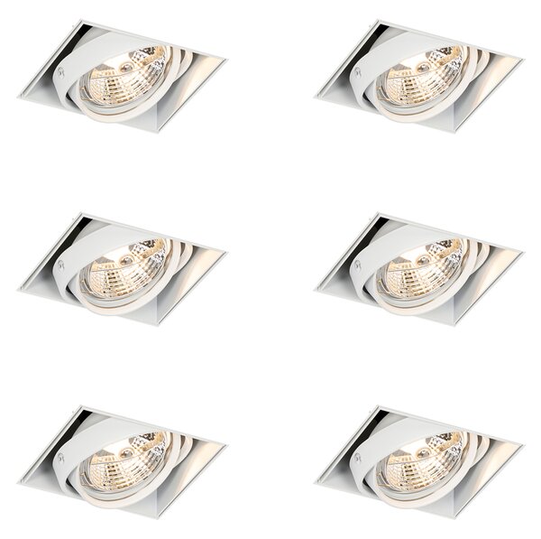 Komplet 6 vgradnih reflektorjev bel GU10 AR70 brez obrobe - Oneon