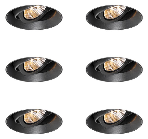 Komplet 6 modernih vgradnih reflektorjev črne barve GU10 AR70 okrogli brez obrobe - Oneon