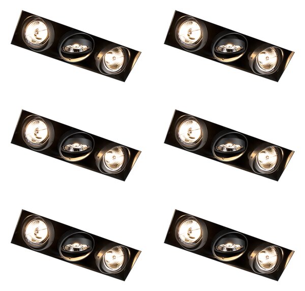 Komplet 6 vgradnih reflektorjev črne barve GU10 AR70 brez obrobe 3-luči - Oneon