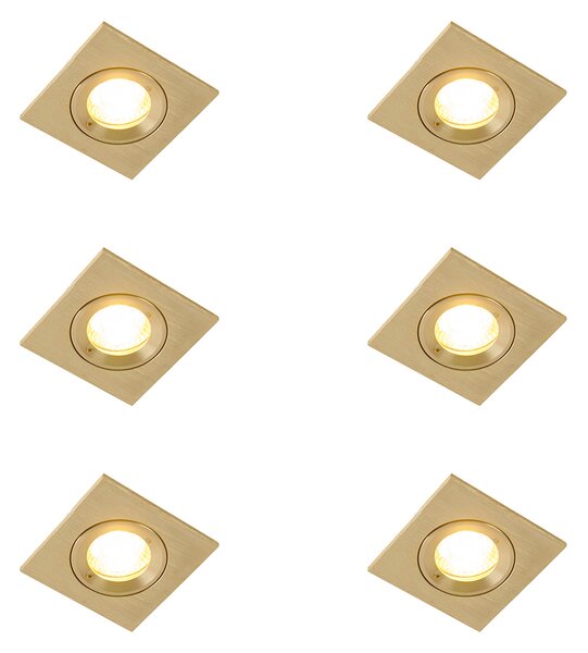 Komplet 6 modernih vgradnih reflektorjev zlati kvadrat IP44 - Xena