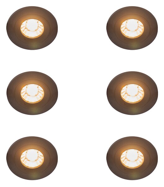 Komplet 6 modernih vgradnih reflektorjev črne barve okrogle oblike IP44 - Xena