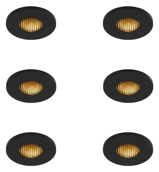 Komplet 6 modernih kopalniških vgradnih reflektorjev črne barve IP54 - Shed Honey