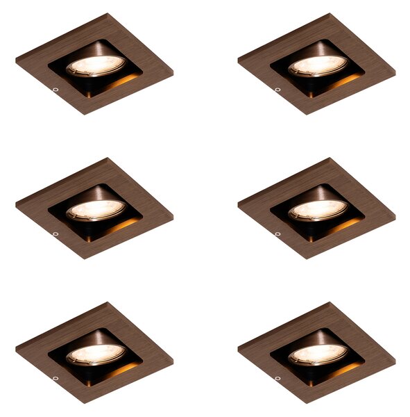 Set 6 modernih vgradnih reflektorjev temno bronaste barve, nastavljivi - Qure