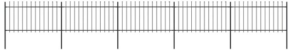 VidaXL Vrtna ograja s koničastimi vrhovi jeklo 8,5x1 m črna
