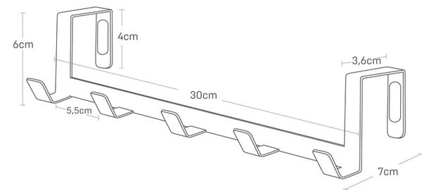 Črn kovinski obešalnik za vrata 30 cm Tower – YAMAZAKI