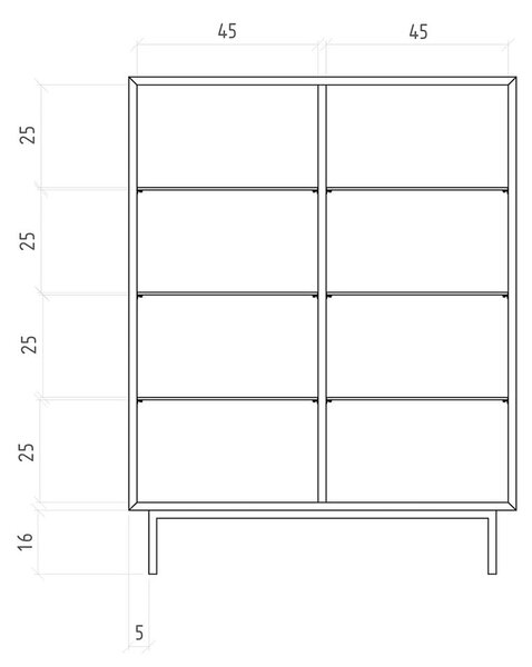 Vitrina iz masivnega hrasta 97x125 cm Abies – The Beds