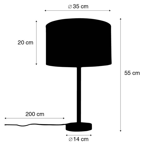 Klasična namizna svetilka medenina s senčnikom svetlo siva 35 cm - Simplo