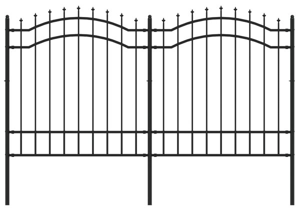 VidaXL Vrtna ograja s suličastim vrhom črna 165cm prašno barvano jeklo
