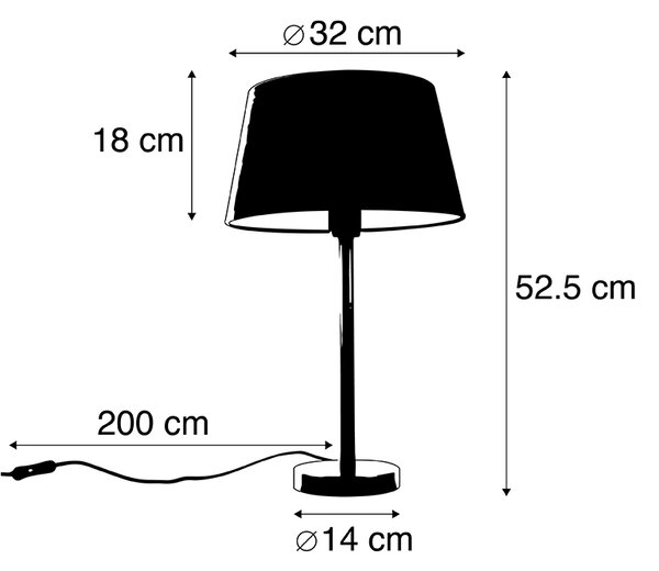 Klasična namizna svetilka medenina s črnim odtenkom 32 cm - Simplo