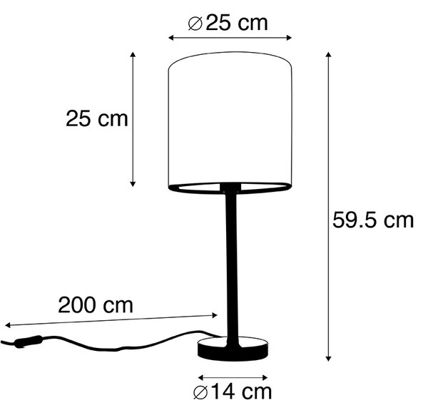 Romantična namizna svetilka medenina z roza odtenkom 25 cm - Simplo