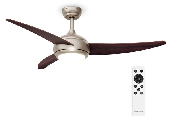 Klarstein El Paso stropni ventilator z lučjo | 132 cm | 35 W | Tiho delovanje | Les