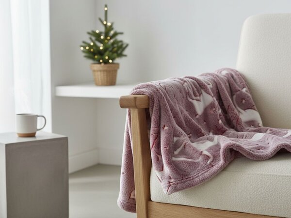 Svetleča božična mikro plišasta odeja STAR DEER, rdeča Dimenzije: 150 x 200 cm