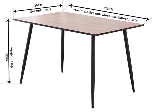 Mömax Jedilna Miza Tom, Naravne Barve, 120x80