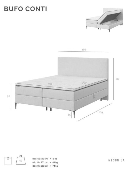 Bež boxspring postelja s prostorom za shranjevanje 160x200 cm Bufo – MESONICA