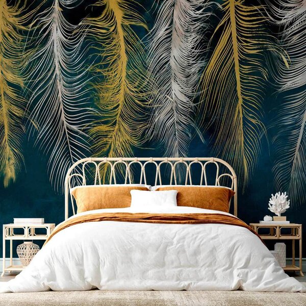 Artgeist Fototapeta Gilded Feathers, 150x105cm