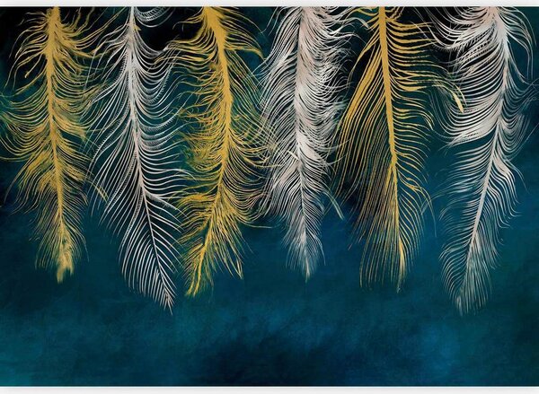 Artgeist Fototapeta Gilded Feathers, 150x105cm