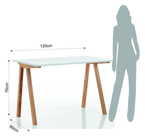 Pisalna miza z belo mizno ploščo 60x120 cm Mak – Tomasucci