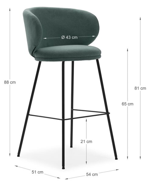 Zeleni barski stoli v kompletu 2 ks (višina sedeža 65 cm) Rush – Marckeric