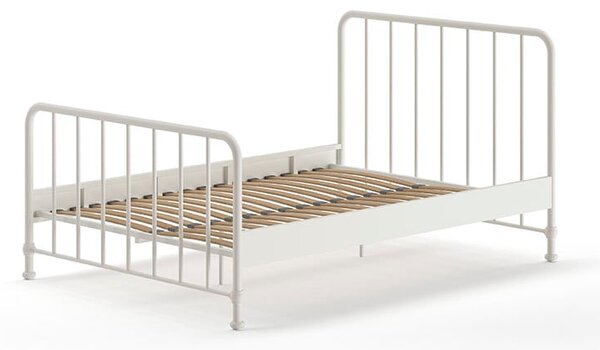 Bela kovinska zakonska postelja z letvenim dnom 140x200 cm BRONXX – Vipack