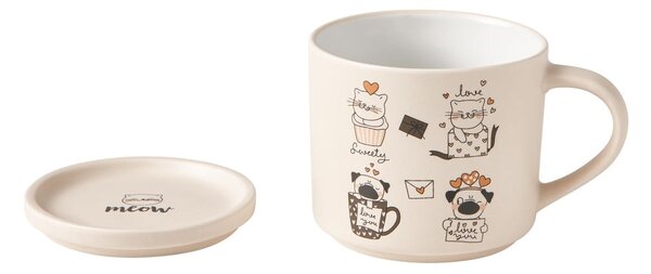 Oranžne/bež porcelanaste skodelice v kompletu 2 ks 350 ml Cats – Brandani