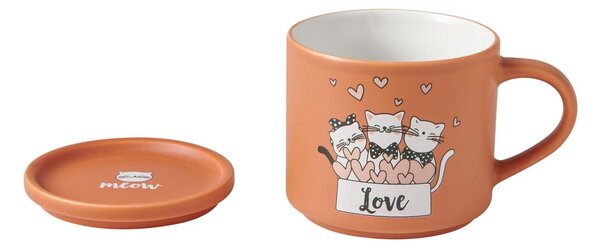 Oranžne/bež porcelanaste skodelice v kompletu 2 ks 350 ml Cats – Brandani