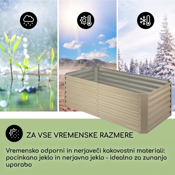 Blumfeldt High Grow Straight, visoka greda, 180 x 60 x 90 cm, 970 l, jeklo, pocinkano, bež barva