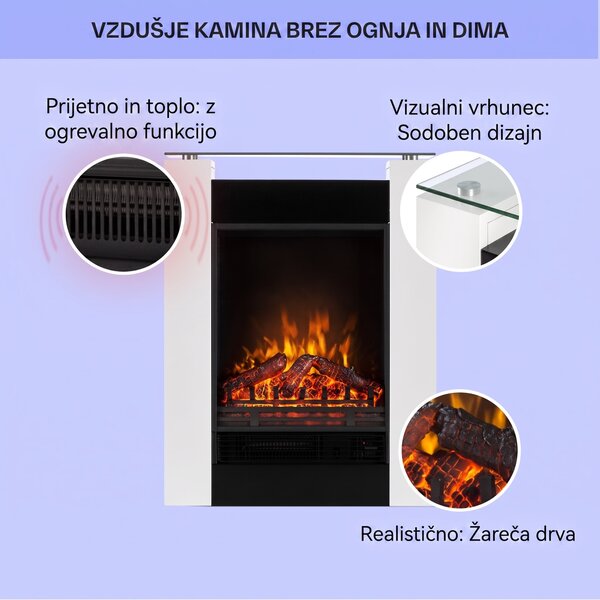 Klarstein Studio-5, električni kamin, ventilator na vroč zrak, 900/1800 W, daljinski upravljalnik, bel