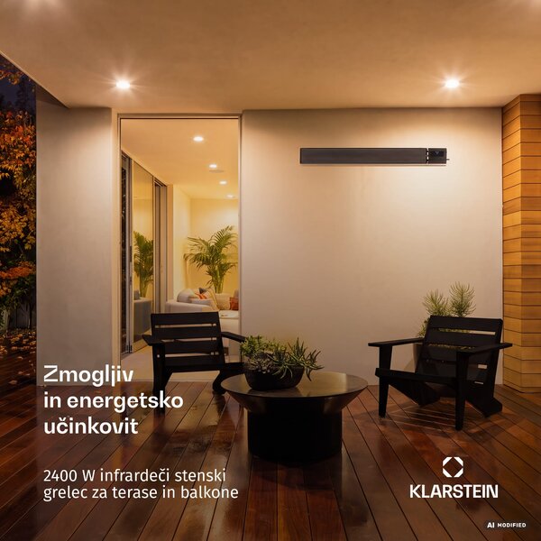 Blumfeldt Cosmic Beam Plus, infrardeči grelnik za teraso, 2400 W, dalinski upravljalnik, črn
