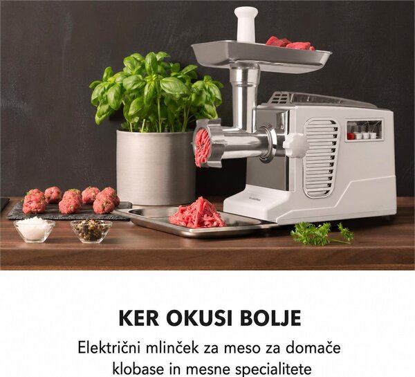 Klarstein Kraftprotz, električni mlinček za meso, 700 W, bakren motor, bel/srebrn