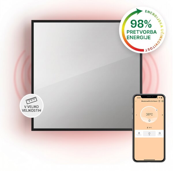 Klarstein La Palma 500 smart, pametni grelnik, 2 v 1, Infrardeči, 60 x 60 cm, 500W, ogledalo spredaj