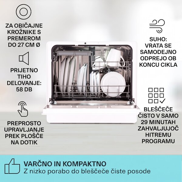 Klarstein Emerald 5 Slim, pomivalni stroj, prostostoječi, 7 programov, upravljanje na dotik