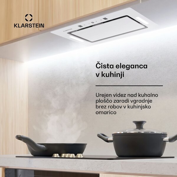 Klarstein Hektor Eco, kuhinjska napa, 52 cm, 446 m³/h, upravljanje na dotik, steklo