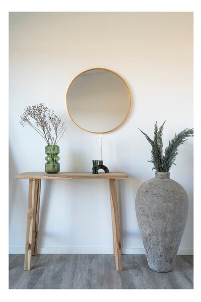Stranska mizica iz masivnega tika v naravni barvi 30x90 cm Girona – House Nordic