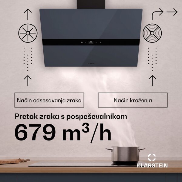 Klarstein WiFusion kuhinjska napa, WiFi, LED, 680 m³/h, A++