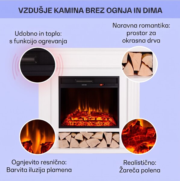 Klarstein Las Pilas električni kamin grelnik 900/1800W s tedenskim timerjem in daljinskim upravljalnikom