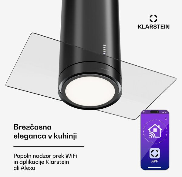 Klarstein Beretta Premium Smart, otočna napa, 544 m³/h, aplikacija, odsesavanje/recirkulacija zraka, LED, filter z aktivnim ogljem