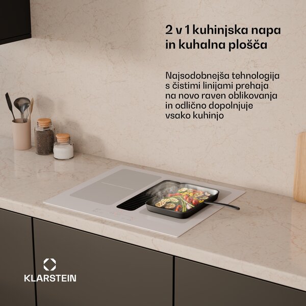 Klarstein Full House indukcijska kuhalna plošča z odvodom pare | 4 kuhališča | 7335 W | 530,1 m³/h | 60 cm