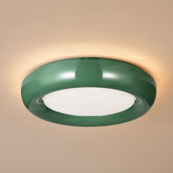 Lindby LED stropna svetilka Lennox, zelena, 3-stopenjsko zatemnjevanje, Ø 43 cm, zatemnjen, Zelena, Dnevna soba / jedilnica, Kovina, Sodobni