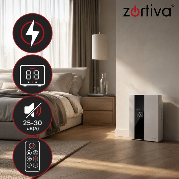 2v1 90W LCD razvlaževalec in čistilec zraka absorber vlage 2L bel