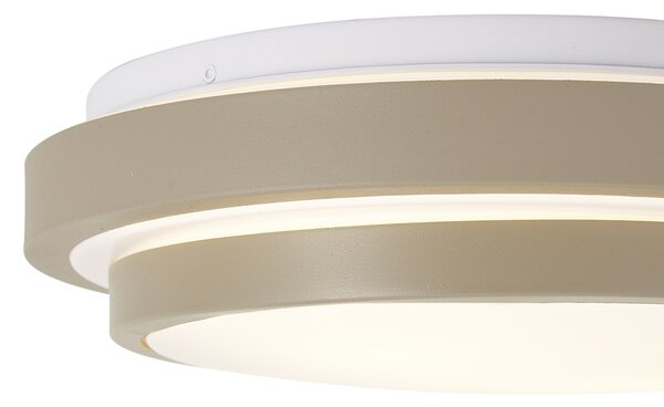 Sodobna stropna svetilka taupe z belo 34 cm z 2 lučema IP44 - Walden