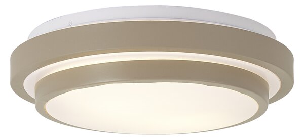 Sodobna stropna svetilka taupe z belo 34 cm z 2 lučema IP44 - Walden