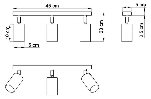 Lesena stropna svetilka Nice Lamps Ludwik, dolžina 45 cm