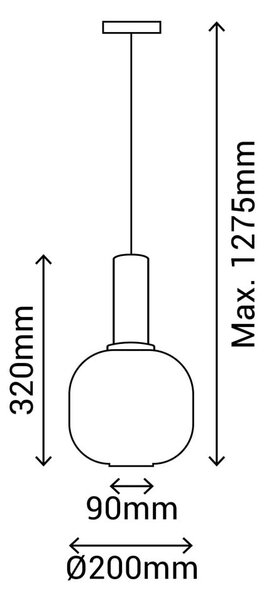 Črna viseča svetilka SULION Garbo, višina 127,5 cm