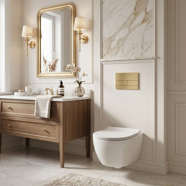 Podometni Set za WC Slim 024N z Gumbom T Brush Gold