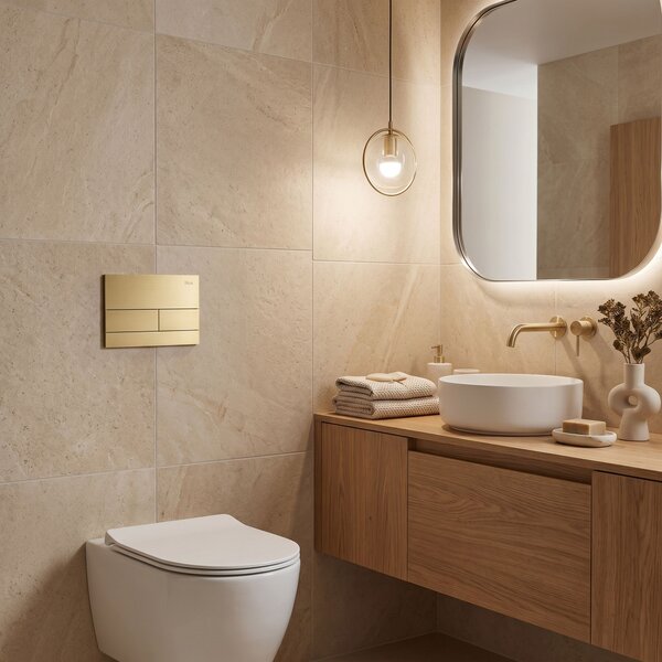 Podometni Set za WC Slim 024N z Gumbom T Brush Gold